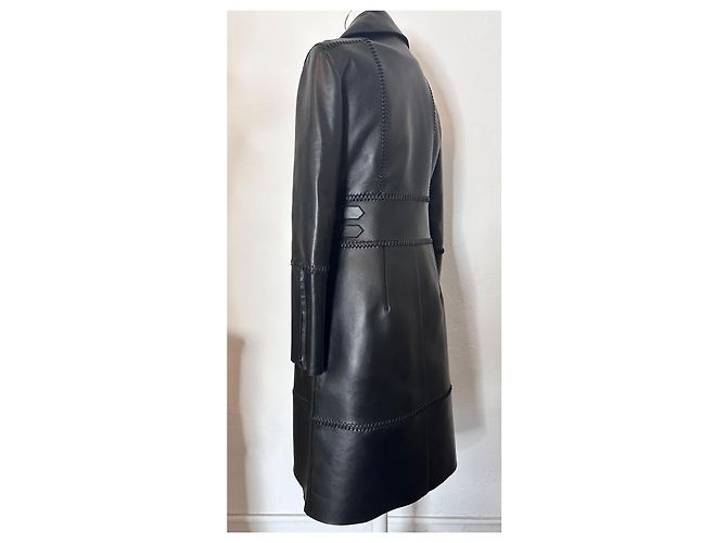 abrigo de flor de cuero Alberta Ferretti talla 38 Negro - vista 4