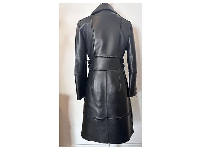 abrigo de flor de cuero Alberta Ferretti talla 38 Negro - vista 5