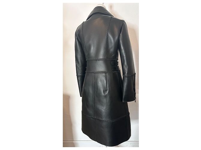 abrigo de flor de cuero Alberta Ferretti talla 38 Negro - vista 6