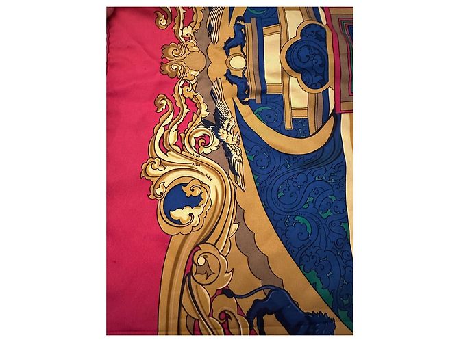 Foulard Hermès Solar Animals in seta rosso 90x90 Multicolore - vista 4