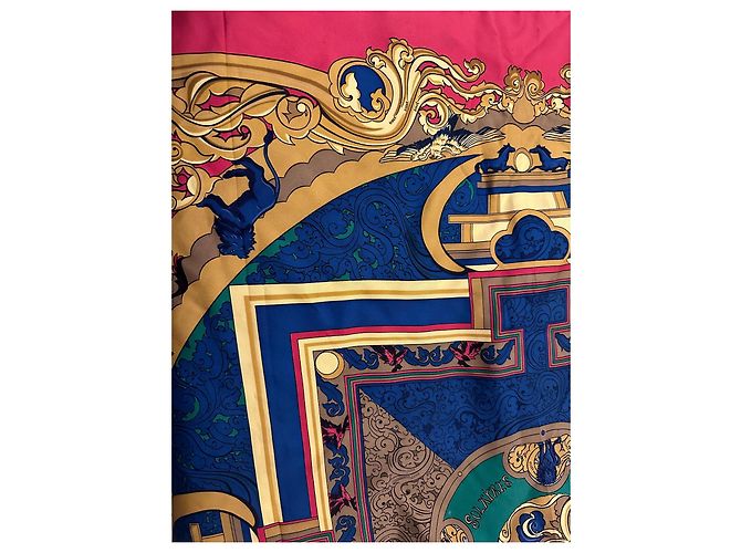 Foulard Hermès Solar Animals in seta rosso 90x90 Multicolore - vista 5