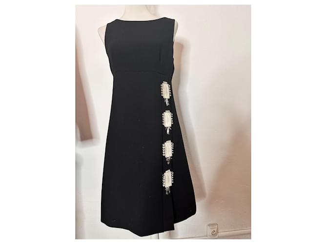 Prada abito con cabochon e strass Nero - vista 7