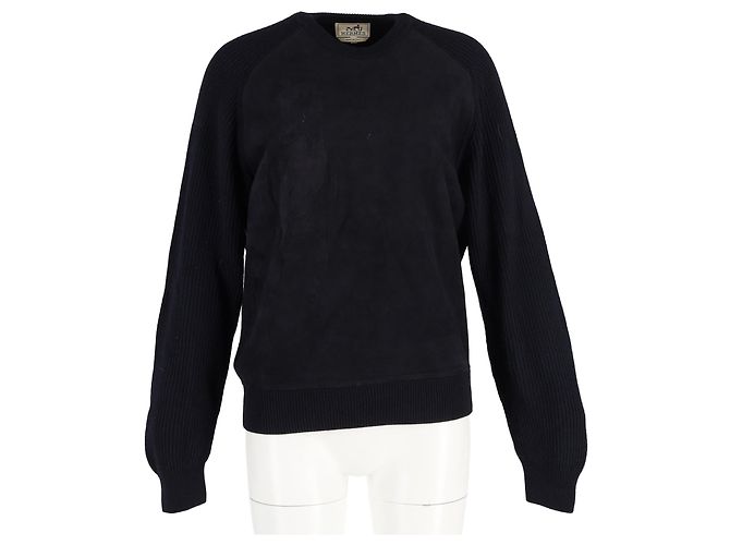 Suéter de lana negra con estampado en relieve de Hermès Negro - vista 4
