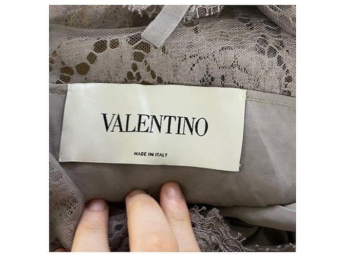 Red Valentino Abito in pizzo Valentino al ginocchio in cotone grigio - vista 3