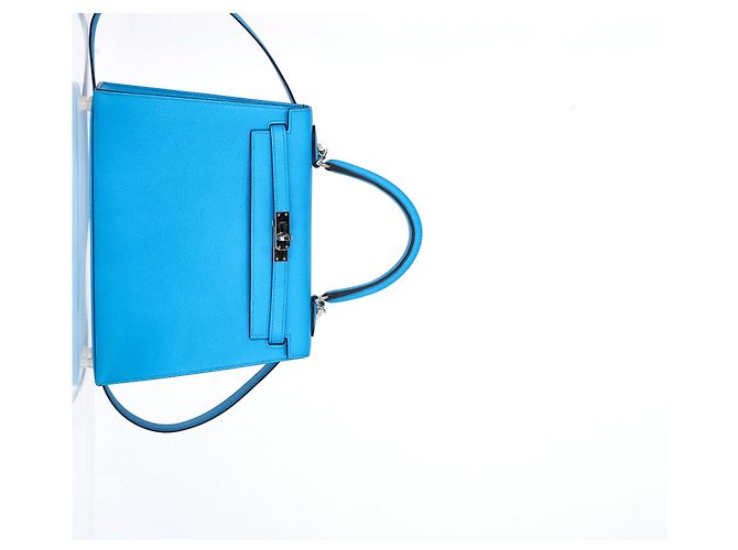 Borsa Hermès Kelly Sellier 25 in pelle Courchevel blu Blu chiaro - vista 10