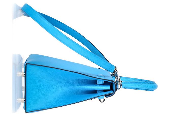 Borsa Hermès Kelly Sellier 25 in pelle Courchevel blu Blu chiaro - vista 11
