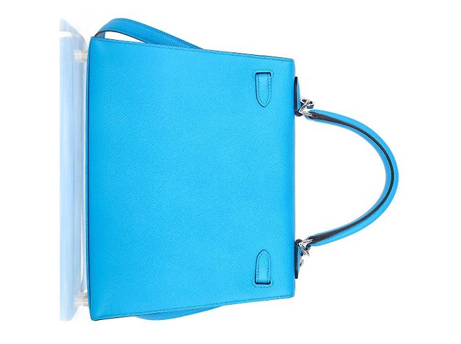 Borsa Hermès Kelly Sellier 25 in pelle Courchevel blu Blu chiaro - vista 12