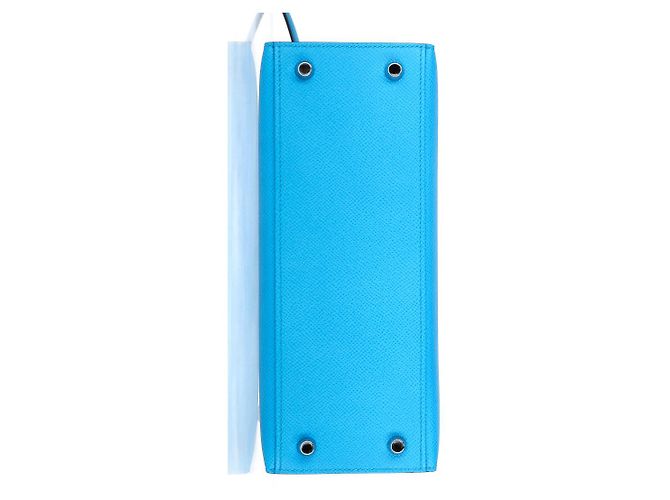 Borsa Hermès Kelly Sellier 25 in pelle Courchevel blu Blu chiaro - vista 13