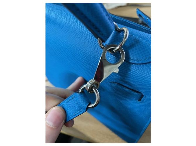Borsa Hermès Kelly Sellier 25 in pelle Courchevel blu Blu chiaro - vista 15