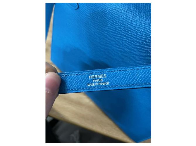 Borsa Hermès Kelly Sellier 25 in pelle Courchevel blu Blu chiaro - vista 16