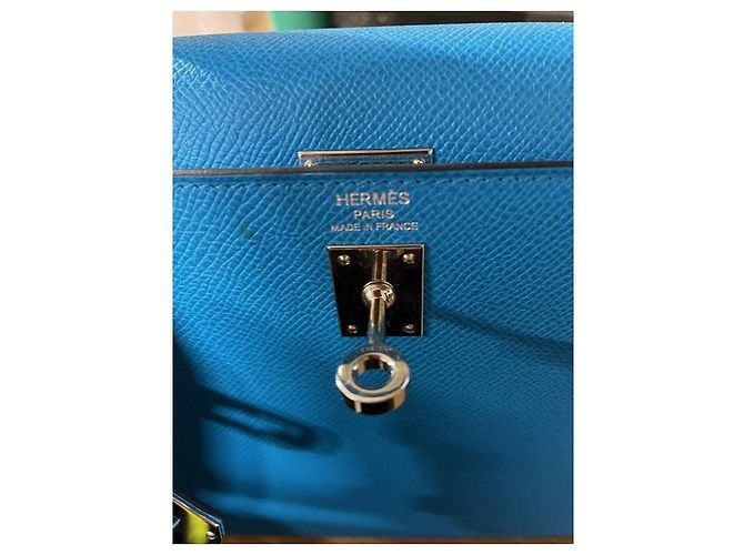 Borsa Hermès Kelly Sellier 25 in pelle Courchevel blu Blu chiaro - vista 18