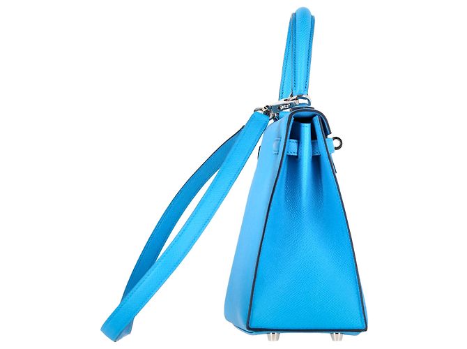 Borsa Hermès Kelly Sellier 25 in pelle Courchevel blu Blu chiaro - vista 2
