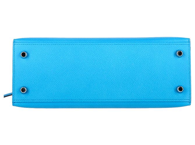 Borsa Hermès Kelly Sellier 25 in pelle Courchevel blu Blu chiaro - vista 4