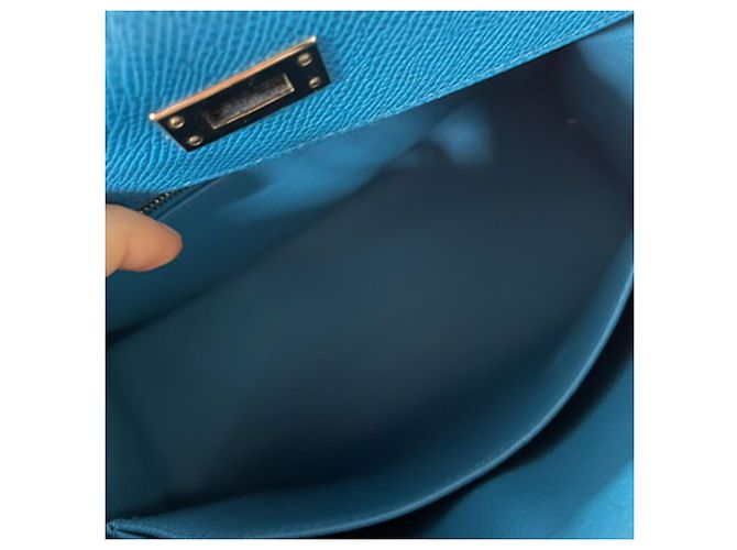 Borsa Hermès Kelly Sellier 25 in pelle Courchevel blu Blu chiaro - vista 5