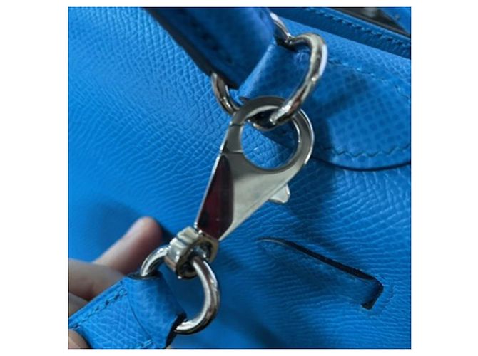 Borsa Hermès Kelly Sellier 25 in pelle Courchevel blu Blu chiaro - vista 6