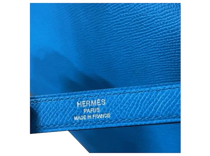 Borsa Hermès Kelly Sellier 25 in pelle Courchevel blu Blu chiaro - vista 7