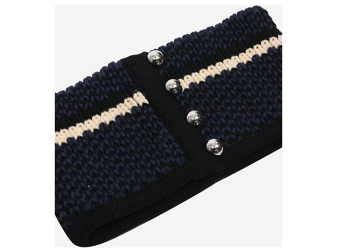 Bouchra Jarrar Strickschal mit Marineknopf-Detail Marineblau - Ansicht 4