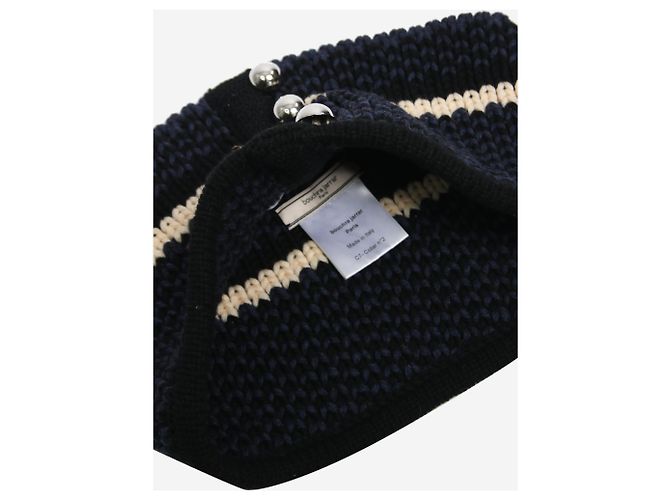 Bouchra Jarrar Strickschal mit Marineknopf-Detail Marineblau - Ansicht 5
