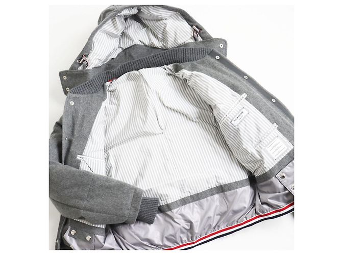 Giacca bomber in cashmere Thom Browne grigia - vista 3