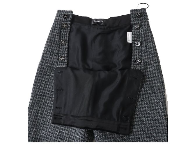 Chanel Woll-Tweed-Hose COCO Mark Grau 36 Braun - Ansicht 5