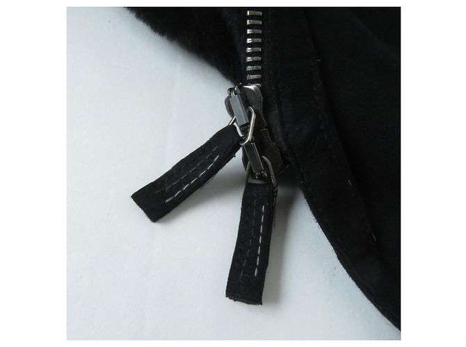 Emporio Armani Damen Lammfell langer Mantel schwarz - Ansicht 7