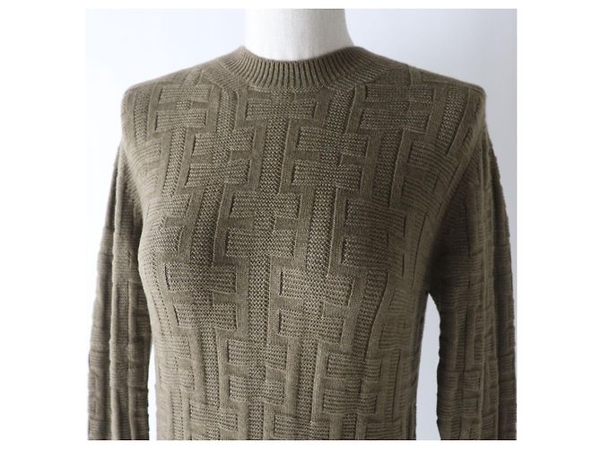 Hermès Ropa de casa de lana virgen Hermes tejido 36 Caqui - vista 4
