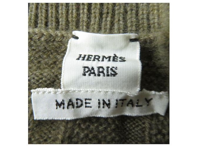 Hermès Ropa de casa de lana virgen Hermes tejido 36 Caqui - vista 6