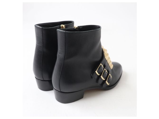 Hermès Botas de Tobillo de Cuero HERMES Medor Collier de Chien Negro Oro - vista 3