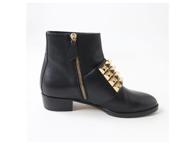 Hermès Botas de Tobillo de Cuero HERMES Medor Collier de Chien Negro Oro - vista 6