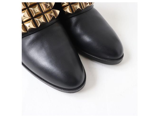 Hermès Botas de Tobillo de Cuero HERMES Medor Collier de Chien Negro Oro - vista 8