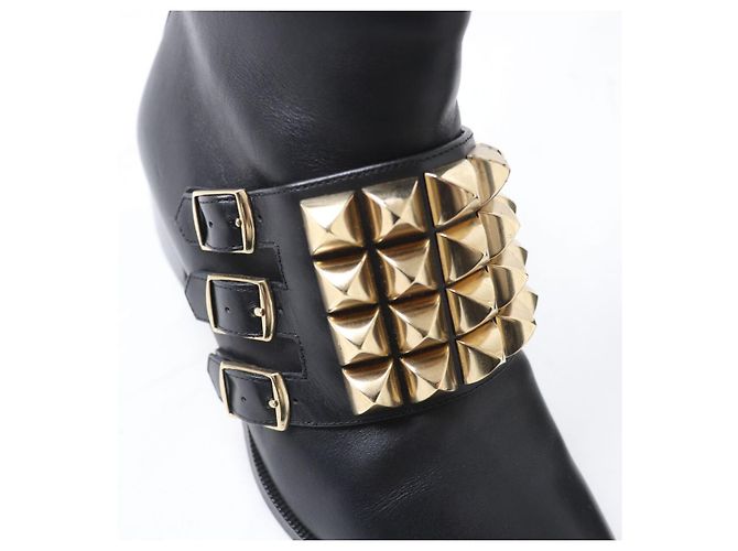 Hermès Botas de Tobillo de Cuero HERMES Medor Collier de Chien Negro Oro - vista 9