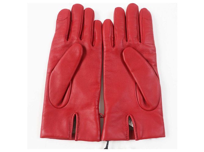 Guantes de cuero y lana rojos para mujer COACH - vista 3