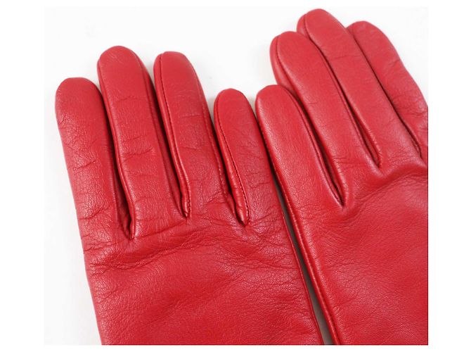Guantes de cuero y lana rojos para mujer COACH - vista 4