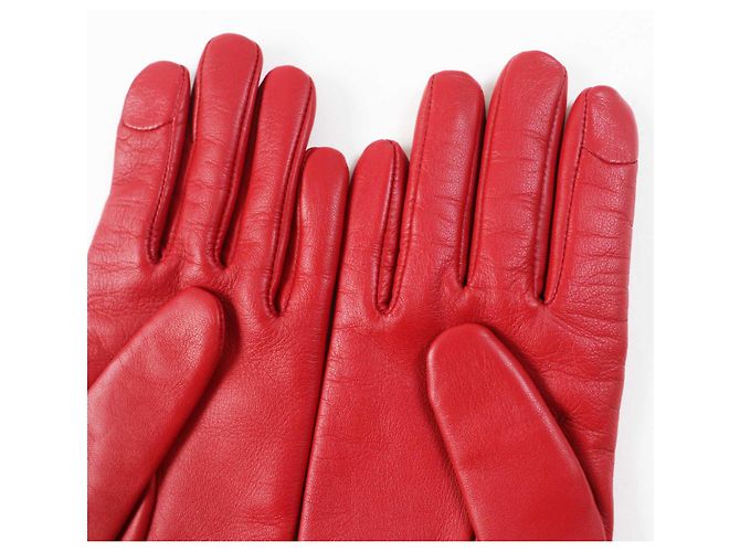 Guantes de cuero y lana rojos para mujer COACH - vista 5