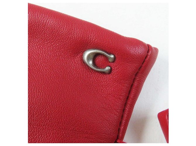 Guantes de cuero y lana rojos para mujer COACH - vista 6