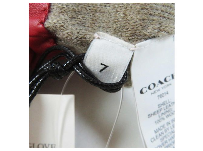 Guantes de cuero y lana rojos para mujer COACH - vista 8