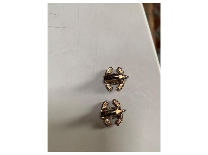 Cambon Chanel Clip Ohrringe Gold Metall Perle und Strass Gold hardware - Ansicht 8