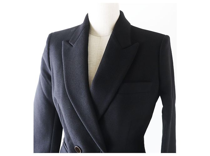 Hermès HERMES schwarze Woll-Nylon-Doppelreiherjacke - Ansicht 2