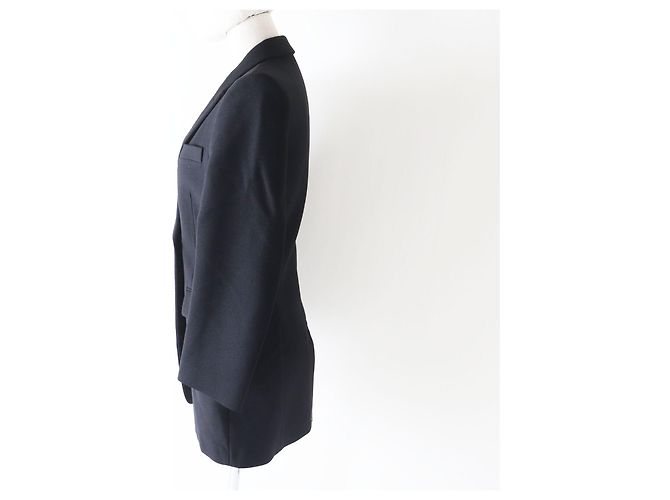 Hermès HERMES schwarze Woll-Nylon-Doppelreiherjacke - Ansicht 3