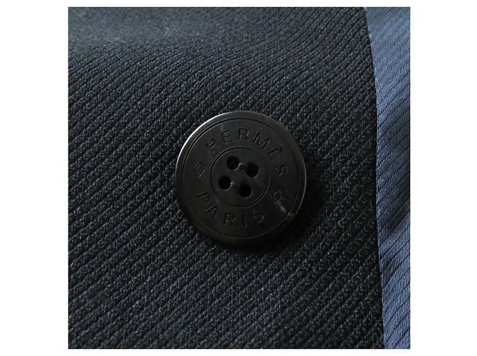 Hermès HERMES schwarze Woll-Nylon-Doppelreiherjacke - Ansicht 7