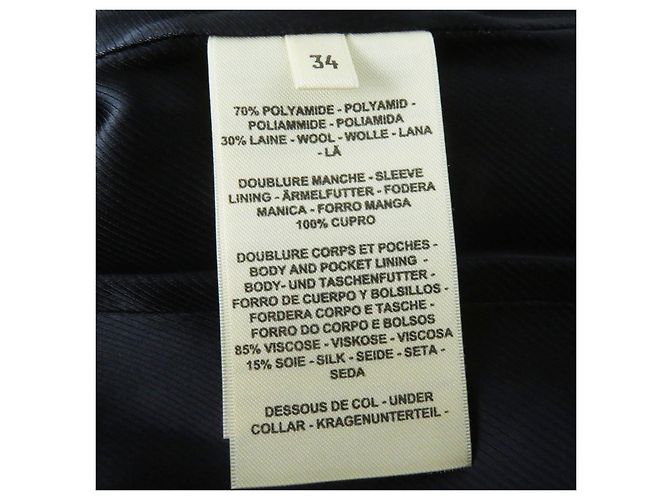Hermès HERMES schwarze Woll-Nylon-Doppelreiherjacke - Ansicht 9