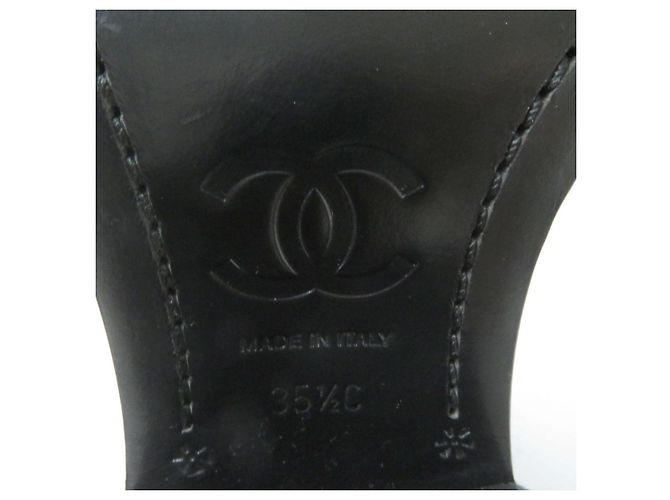 Botas largas de cuero y tweed Chanel G39614 negras - vista 12
