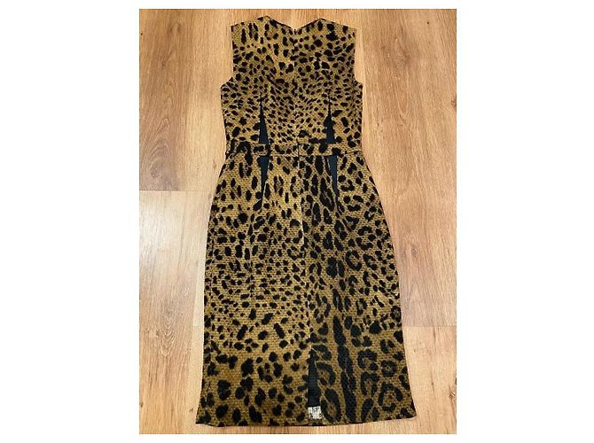 Vestido de algodón marrón Roberto Cavalli Castaño - vista 3