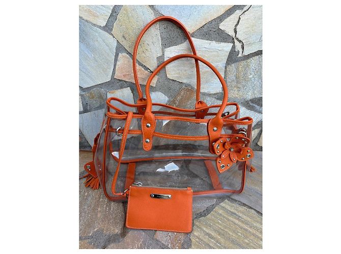 Borsa Miu Miu trasparente arancione in plastica - vista 2