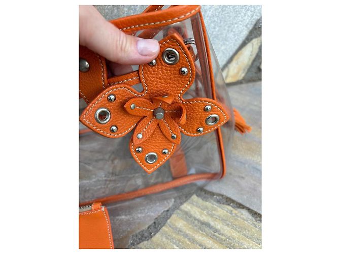 Borsa Miu Miu trasparente arancione in plastica - vista 5