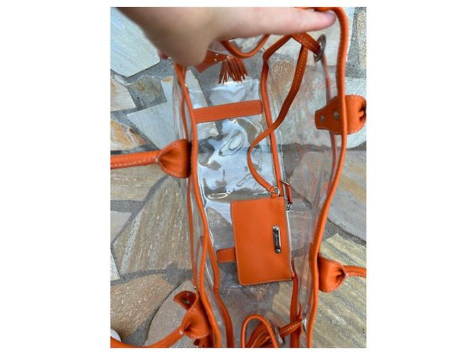 Borsa Miu Miu trasparente arancione in plastica - vista 6