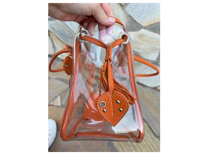 Borsa Miu Miu trasparente arancione in plastica - vista 7