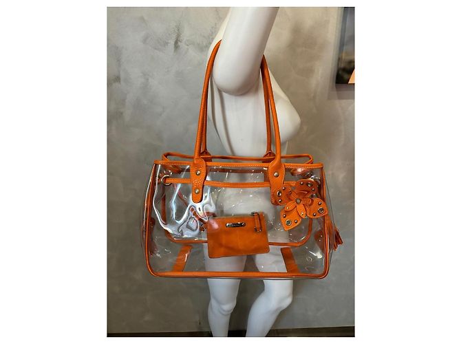 Borsa Miu Miu trasparente arancione in plastica - vista 8