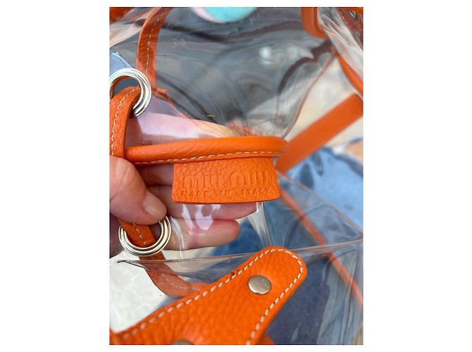 Borsa Miu Miu trasparente arancione in plastica - vista 9