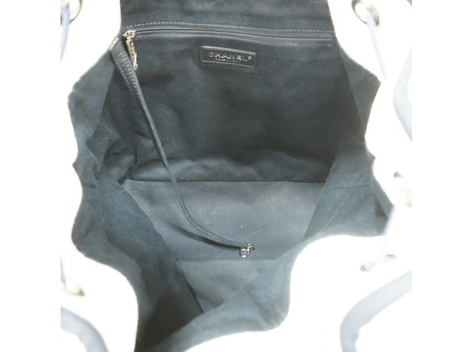 Chanel Deauville Strohhut-Rucksack Weiß Marineblau - Ansicht 4